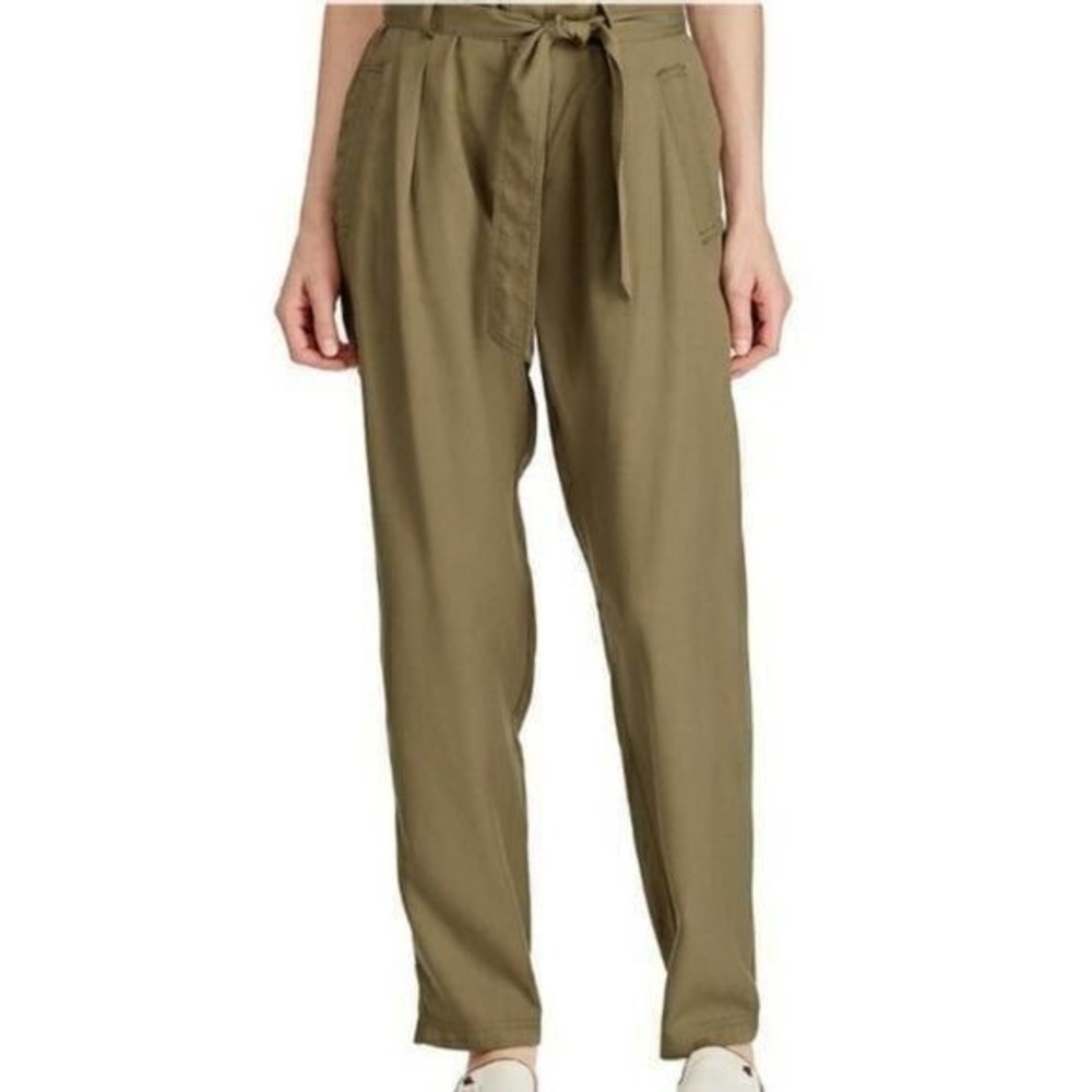 Lauren Ralph Lauren Olive Green Linen Blend Paperbag Tie Waist Pants‎ 14W NEW